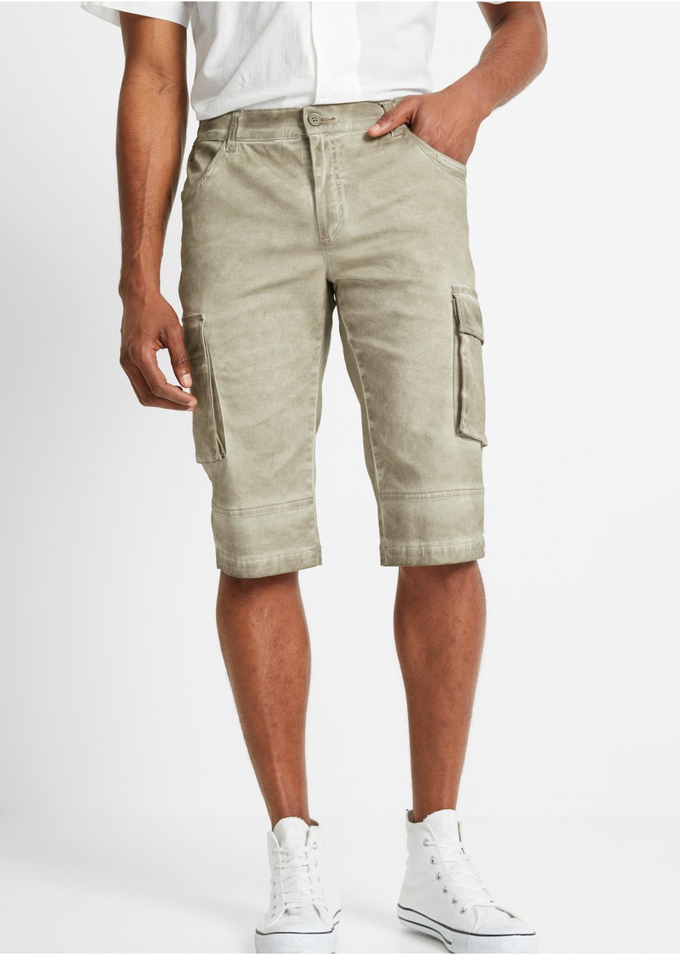 Bermuda long cargo extensible confort pour le ventre, Regular Fit