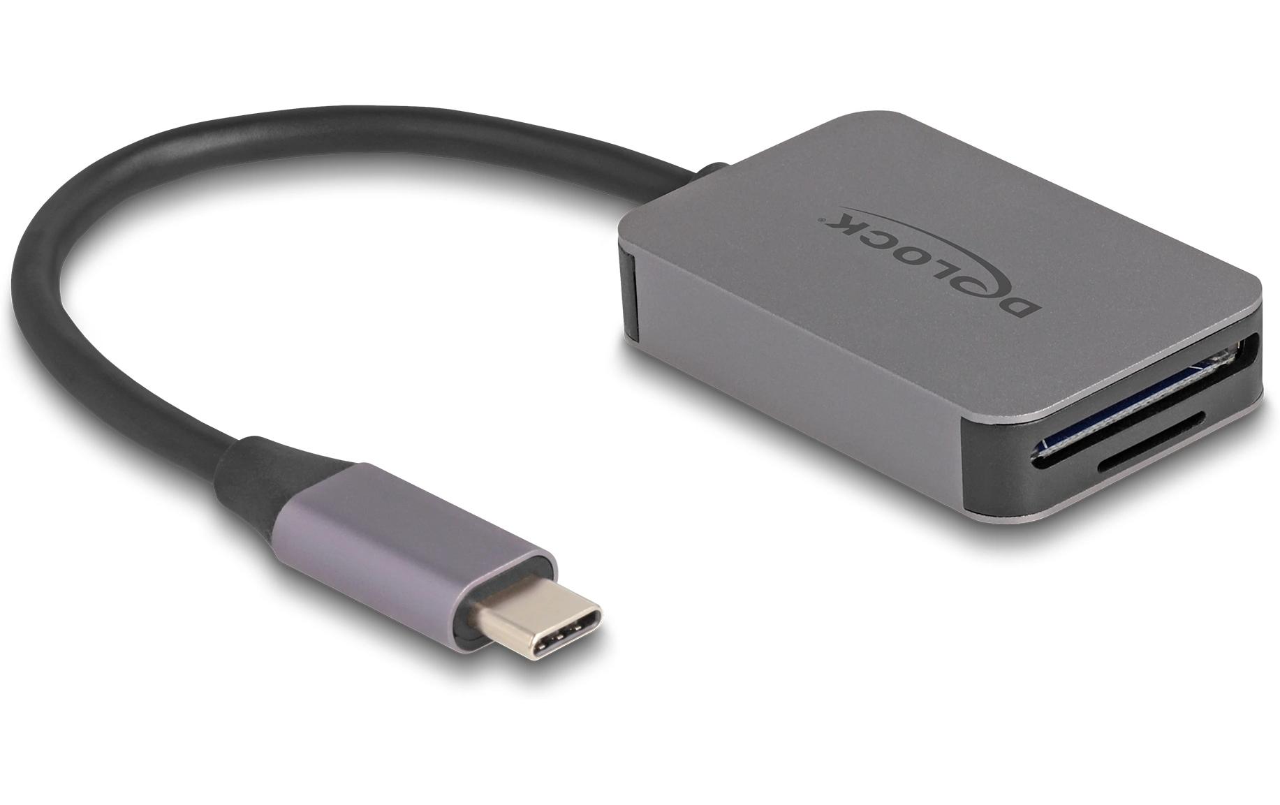 Card Reader Extern USB-CDelock USB Type-C Card Reader im Aluminium Gehäuse für SD oder Micro SD Speicherkarten