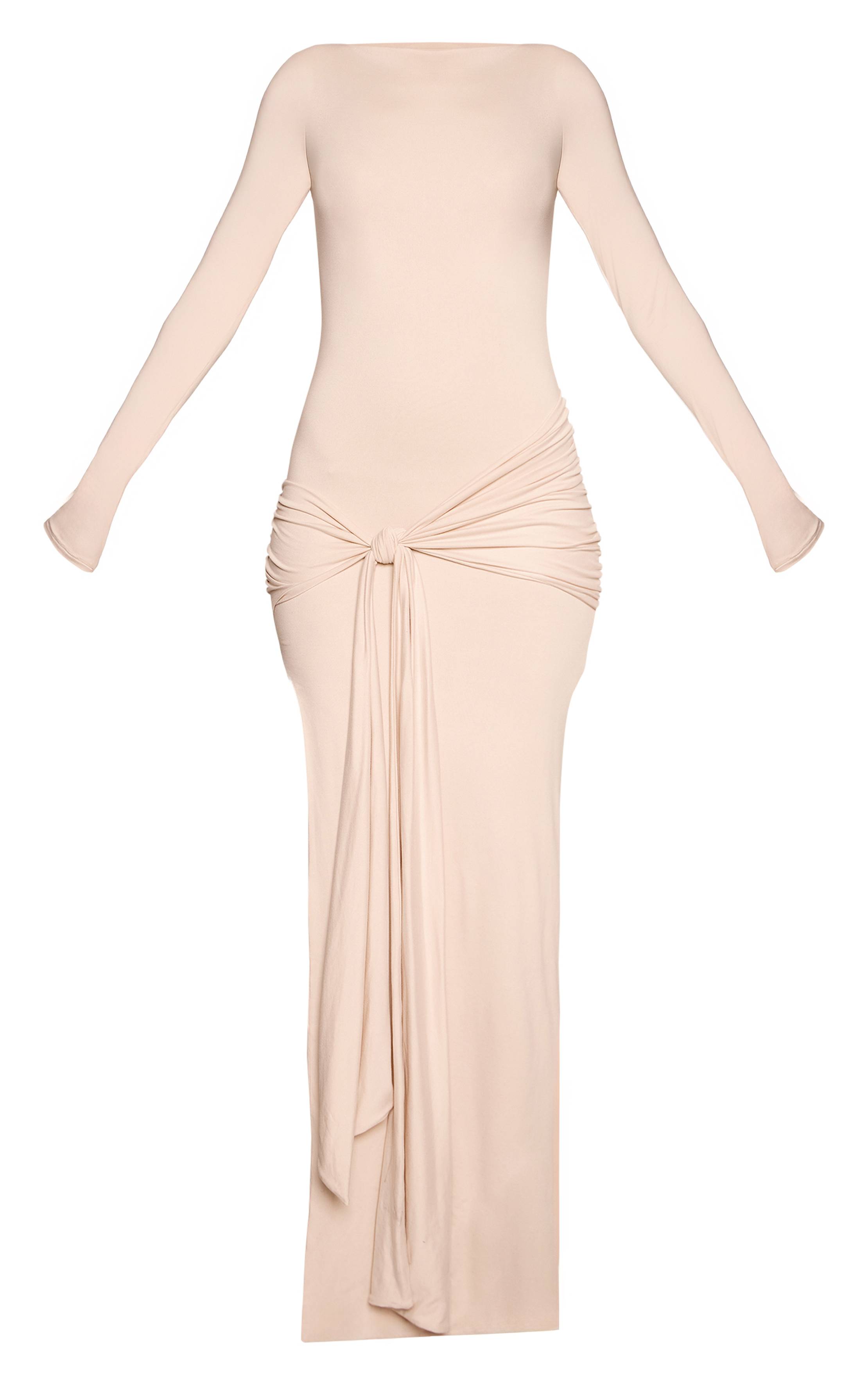 Crème Robe Longue Grande Taille À Col Bateau Toucher Doux Avec Détail Cache-cœur