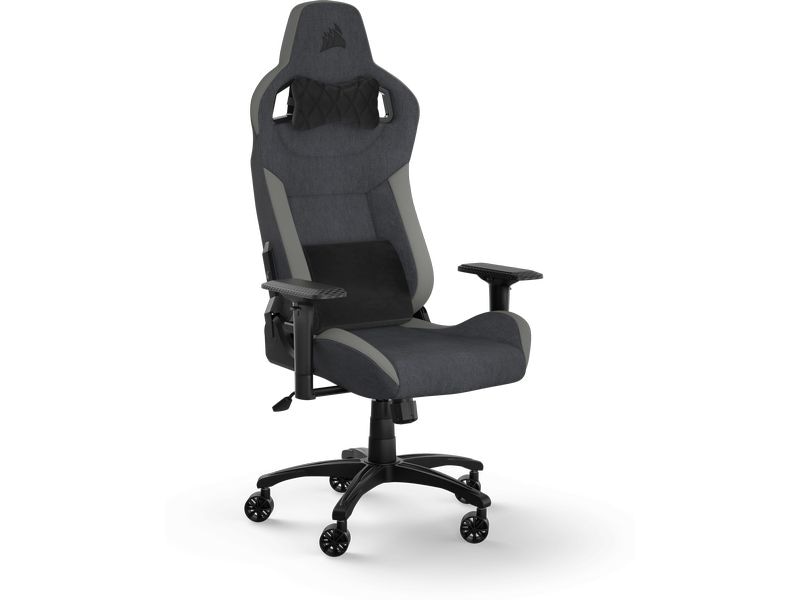 Corsair Gaming-Stuhl T3 Rush (2023) Grau Ergonomischer Racing-Gaming-Stuhl mit einer Belastbarkeit von bis zu 120 kg