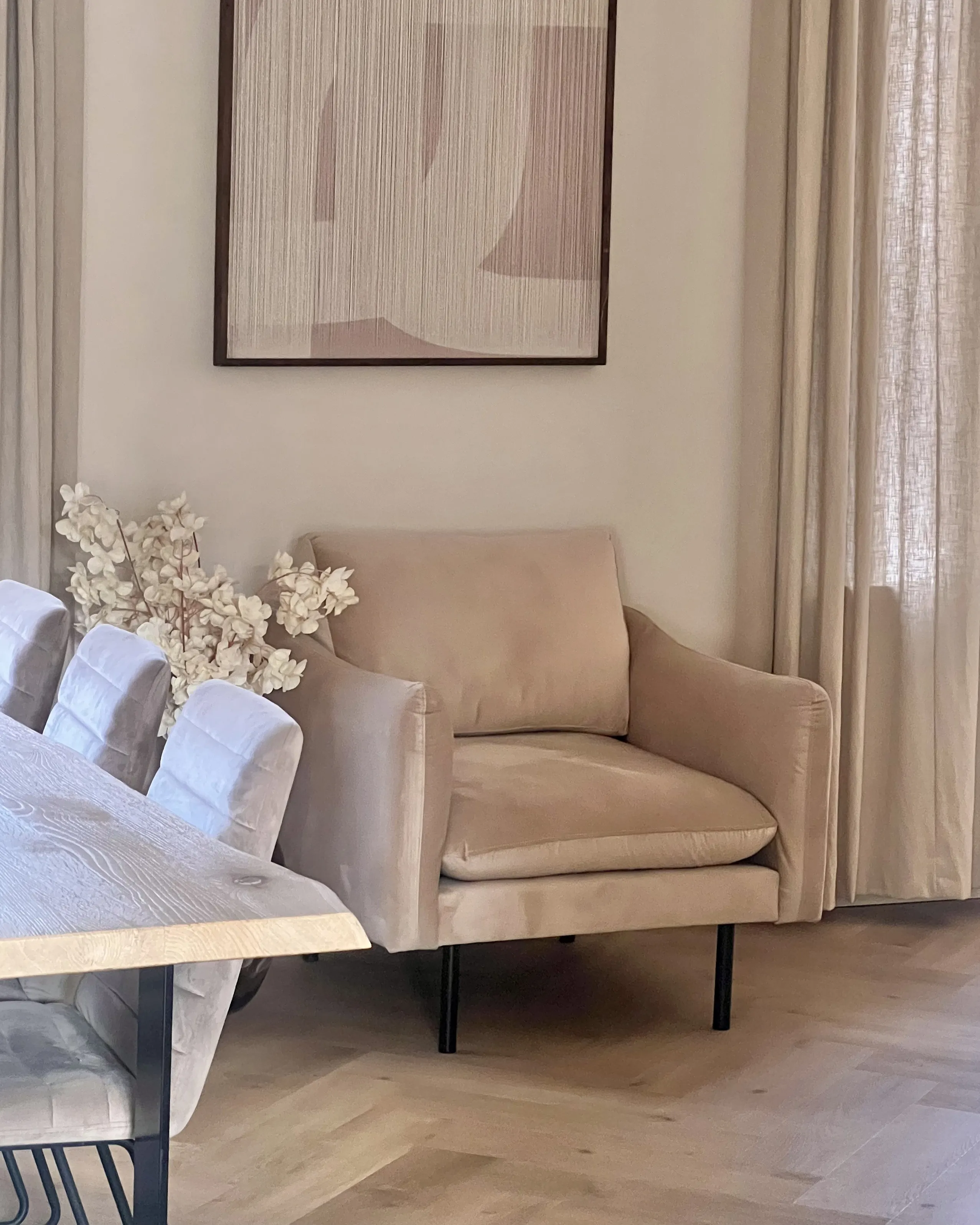 Fauteuil VINTERBRO Fluweel Beige