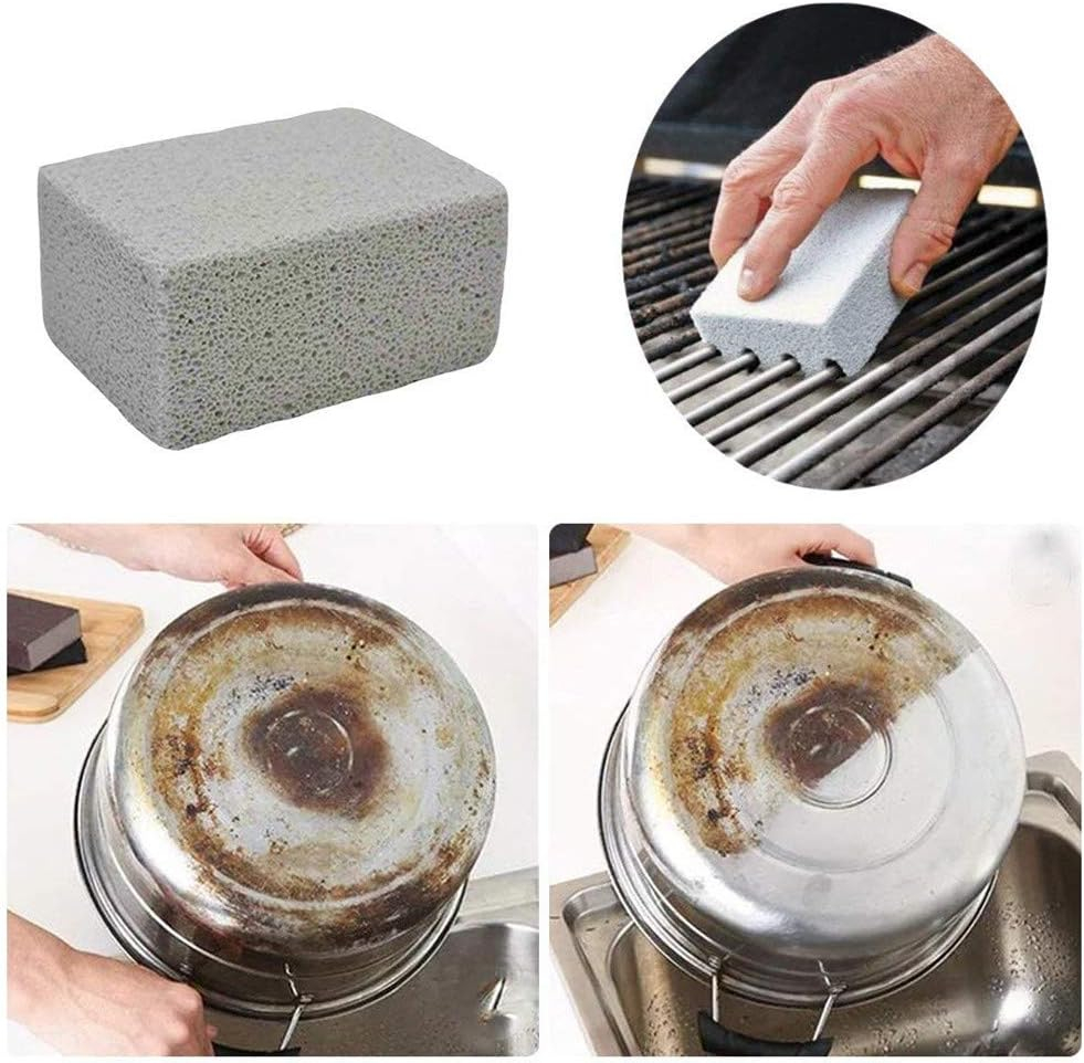 (10x7cm) Topf Bimsstein Pfannen Scheuer Block Grillrostreiniger Küchen Reinigungs Schrubber - Grau