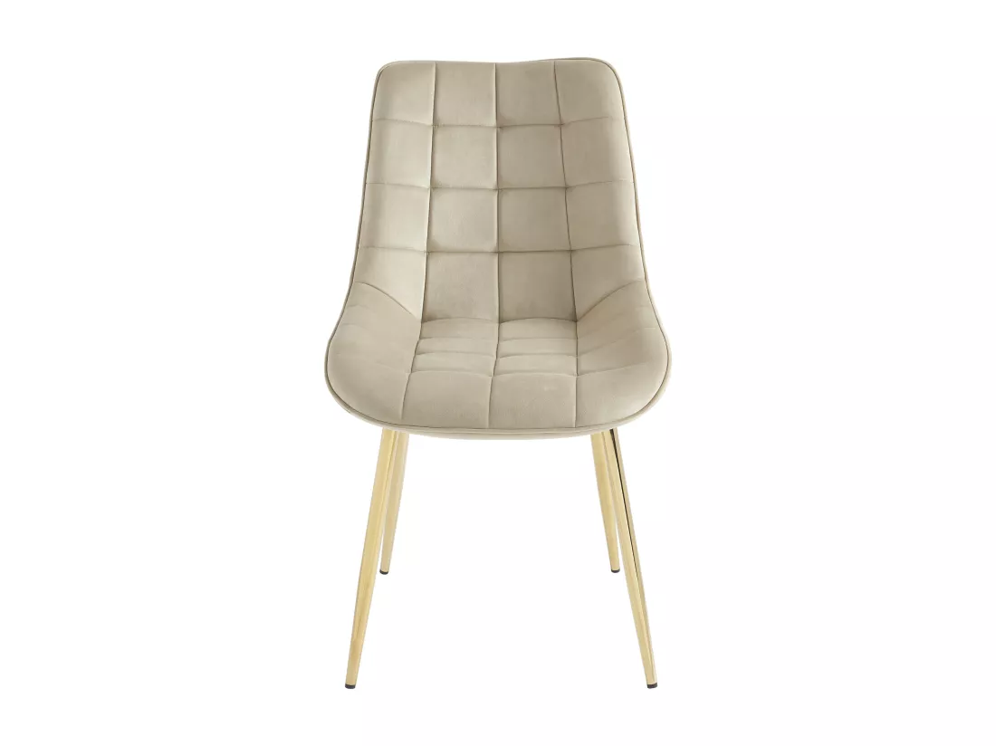 Lot de 2 chaises matelassées en velours et métal doré - Beige - OLLUA