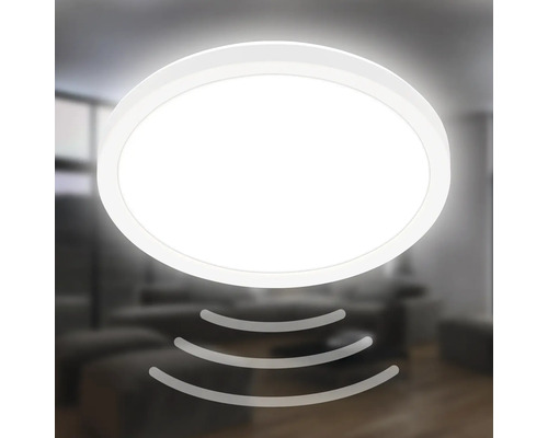 LED Sensor Plafondlamp IP44 15W 1900 lm 4000 K HxØ 3x24 cm Slank Wit + Achtergrondverlichting
