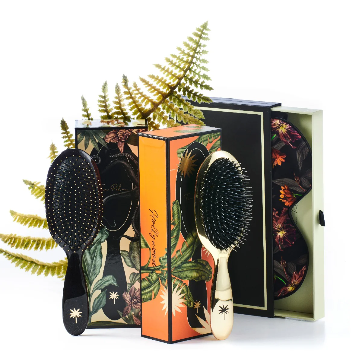 Fan Palm  Medium Vildsvinehår & nylon hårbørste, Hollywood - guldfarvet