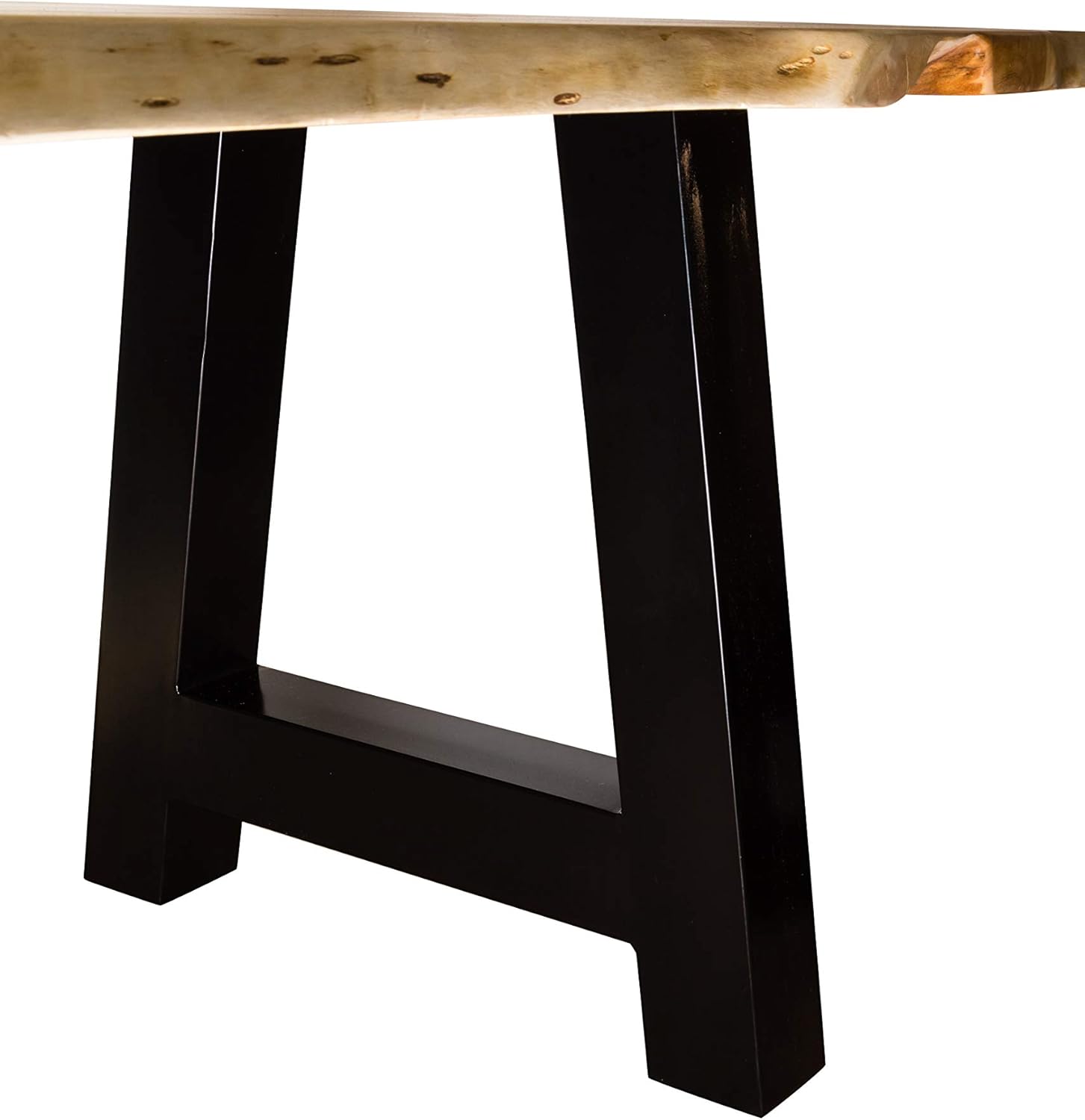 SAM Esstisch Dora 180 x 90 cm, Mangoholz massiv, lackiert & naturfarben, Baumkantentisch mit A-Metallgestell in Mattschwarz, echte Baumkante, 26 mm