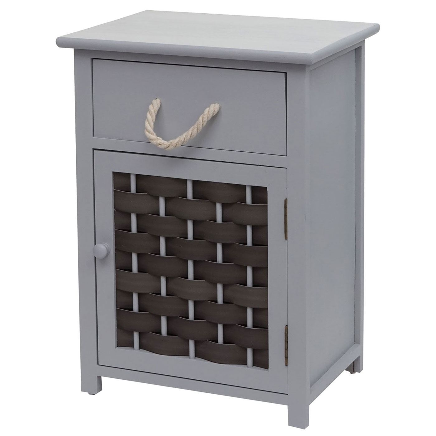Kommode MCW-K83, Schrank Schubladenschrank, Holz 55x39,5x28,5cm ~ grau, Polyrattan dunkelgrau