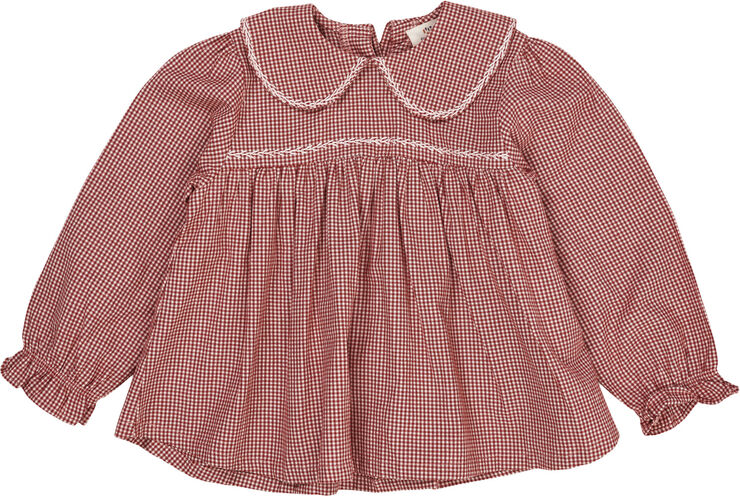Copenhagen Colors CHECK BLOUSE W. COLLAR Red check combi