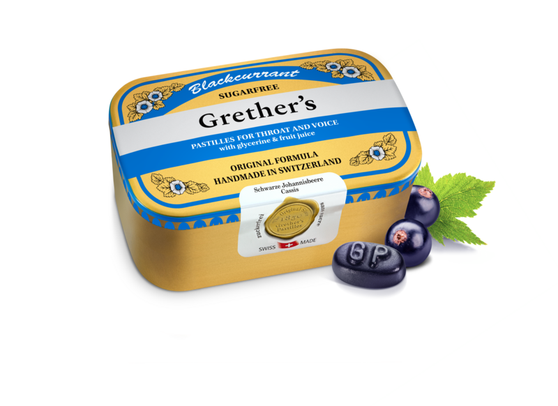 GRETHERS Blackcurrant Pastillen Pastillen ohne Zucker Ds 440 g