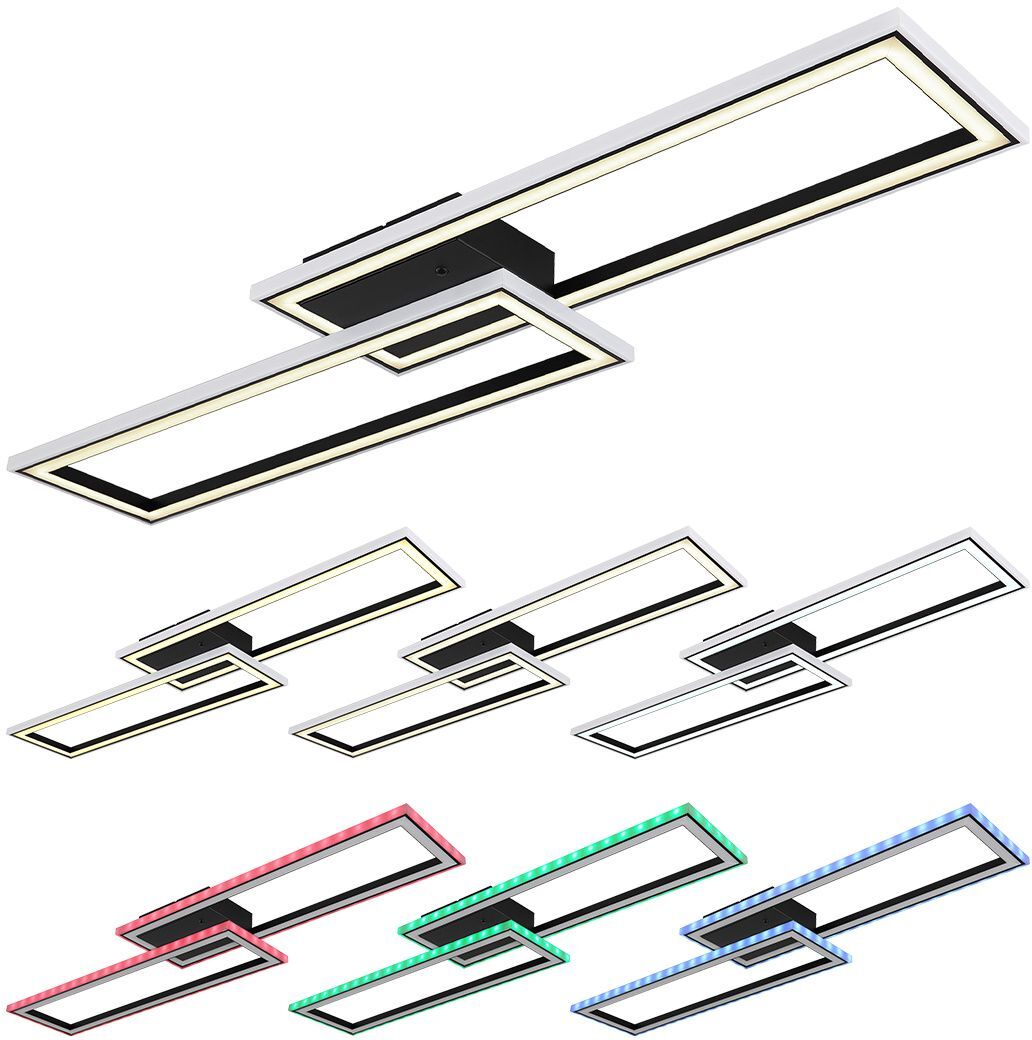 RGB-LED-Deckenleuchte - schwarz matt - opal - mit Fernbedienung
