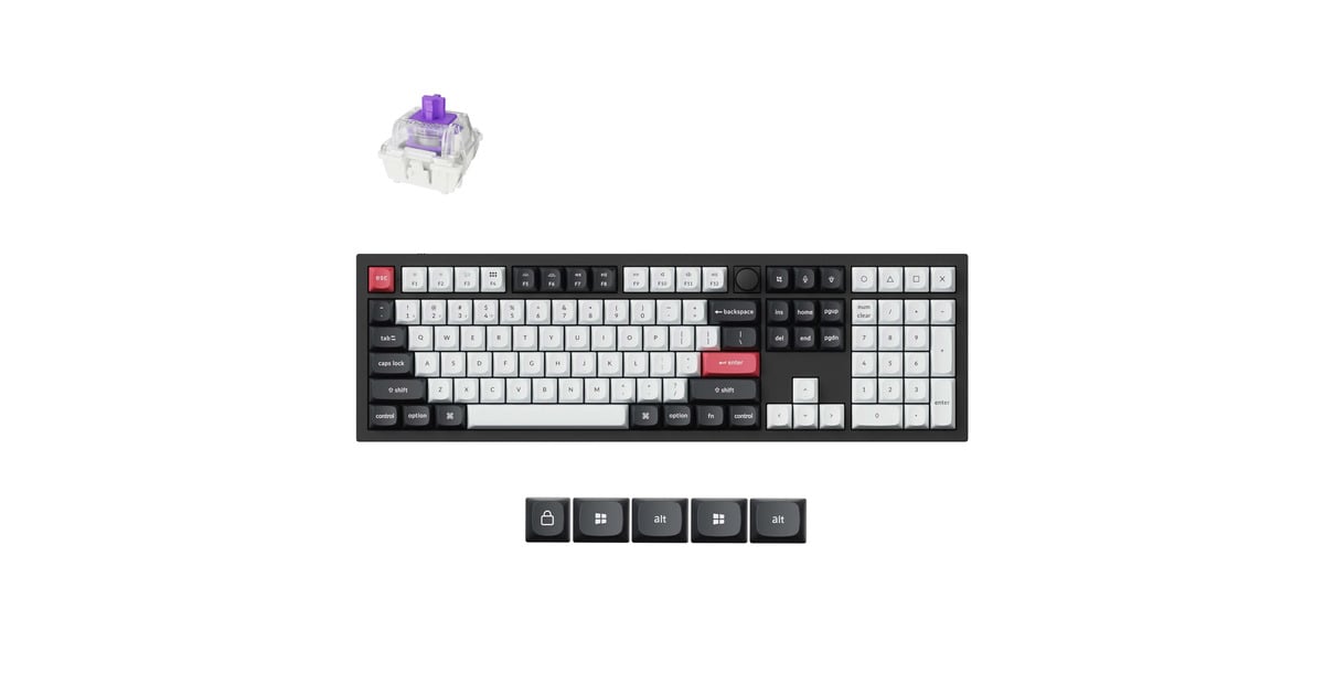 KeychronQ6 HE-M1, toetsenbord  (Zwart, US lay-out, Gateron Double-Rail Magnetic Nebula, RGB, OSA Profile Double-shot PBT Keycaps, Hot Swap, USB-C / 2.4 GHz / Bluetooth 5.2, Knob)