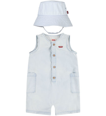 Levis Set - Sommerstrampler/Sommerhut - Leere Leinwand