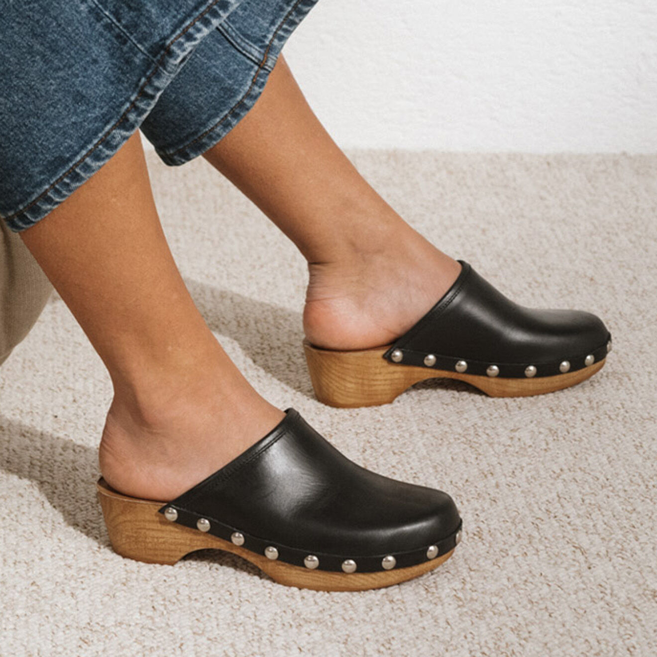 Jonak Mules en Cuir Madeleine noires - Talon 5 cm