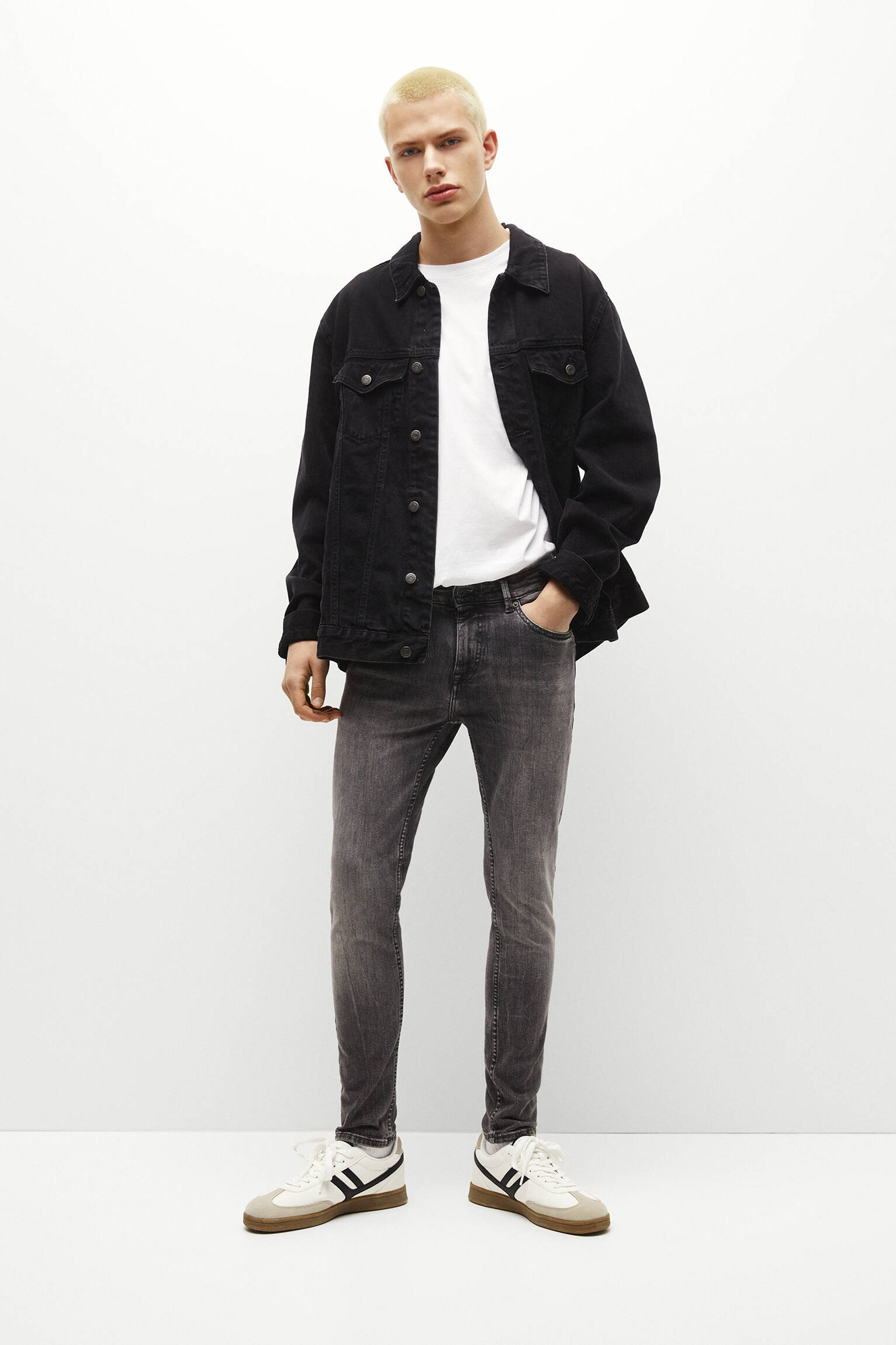 CALÇA JEANS SKINNY - CINZA ESCURO