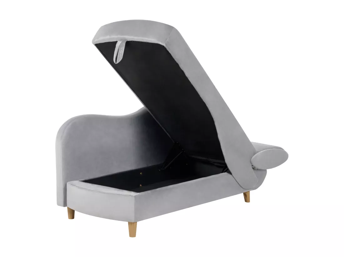 Chaise longue en velours côté droit gris clair