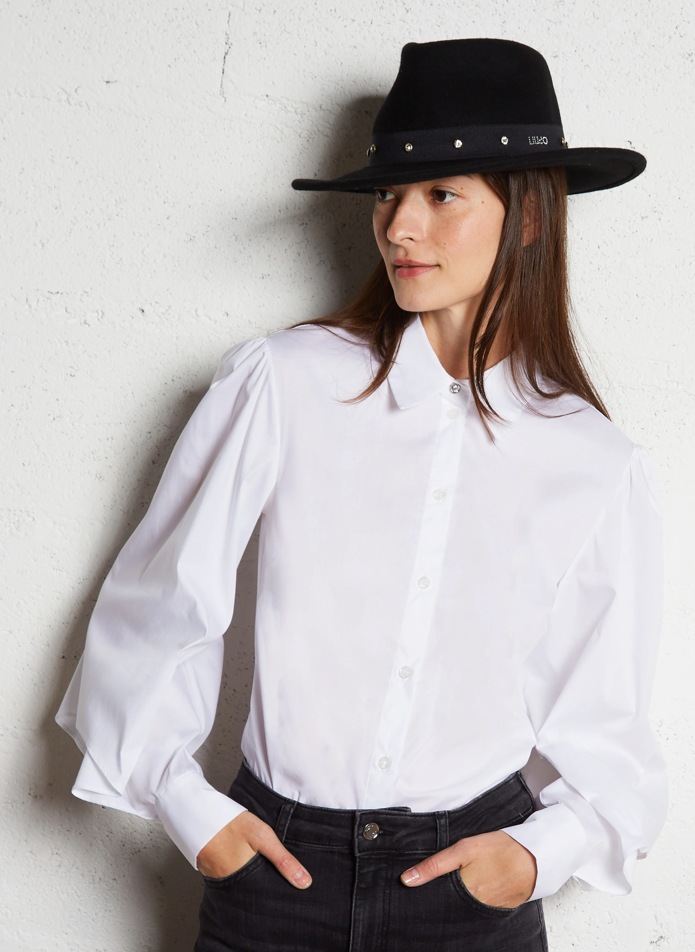 Chemise à découpes en coton mélangé | Blanc