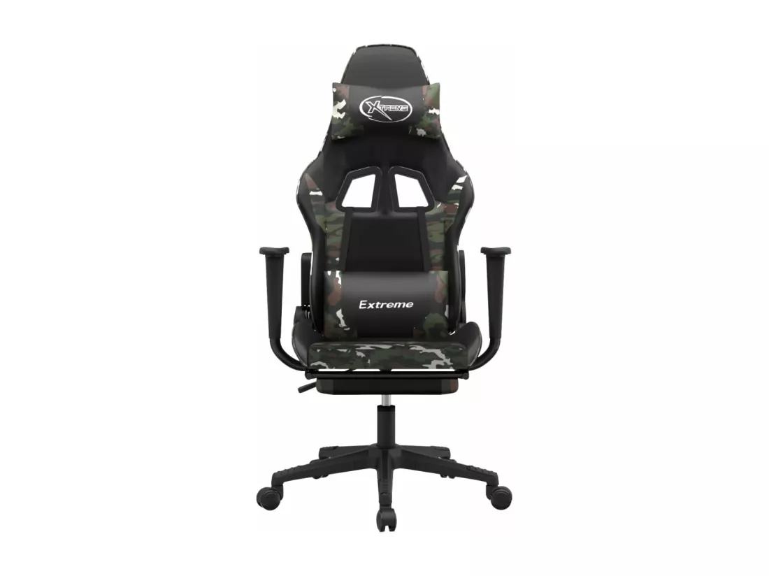 Chaise de jeu de massage repose-pied Noir camouflage Similicuir
