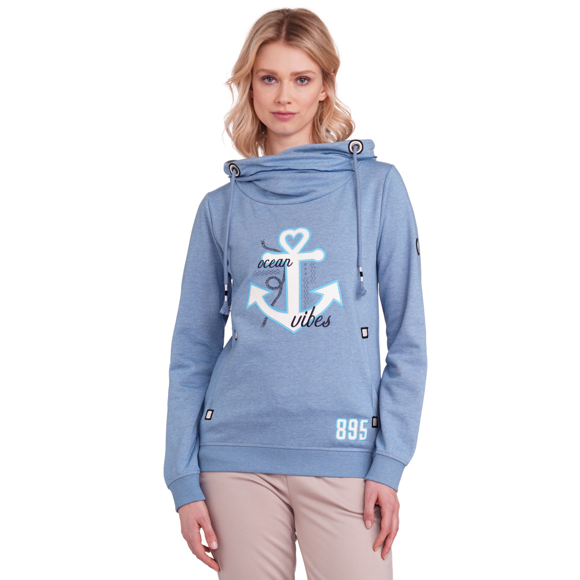 Gina Damen Hoodie mit großem Print hellblau