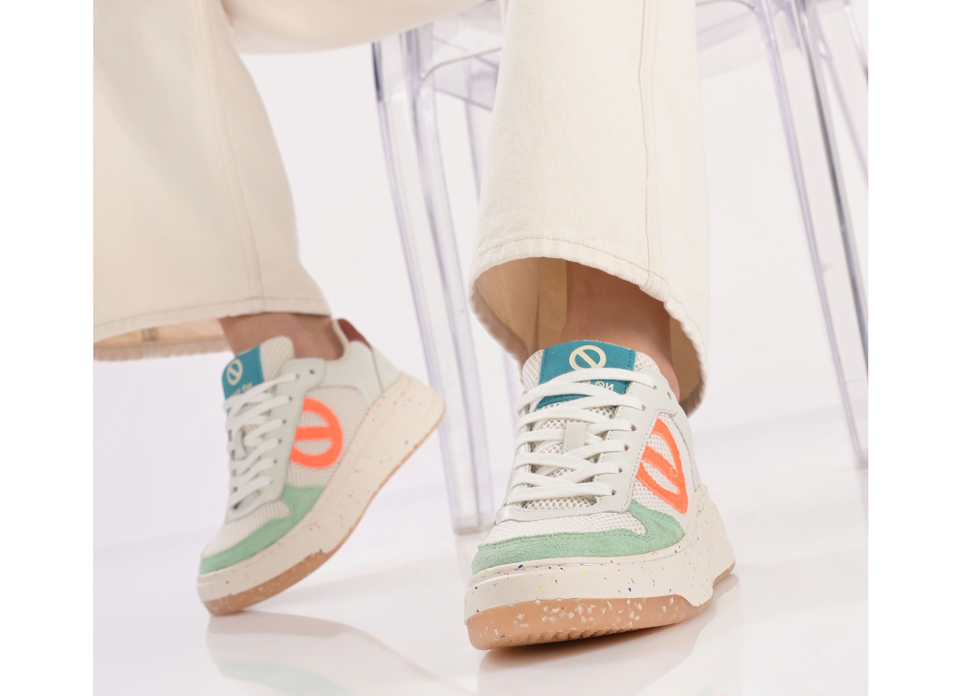 Bridget sneaker blanc orange