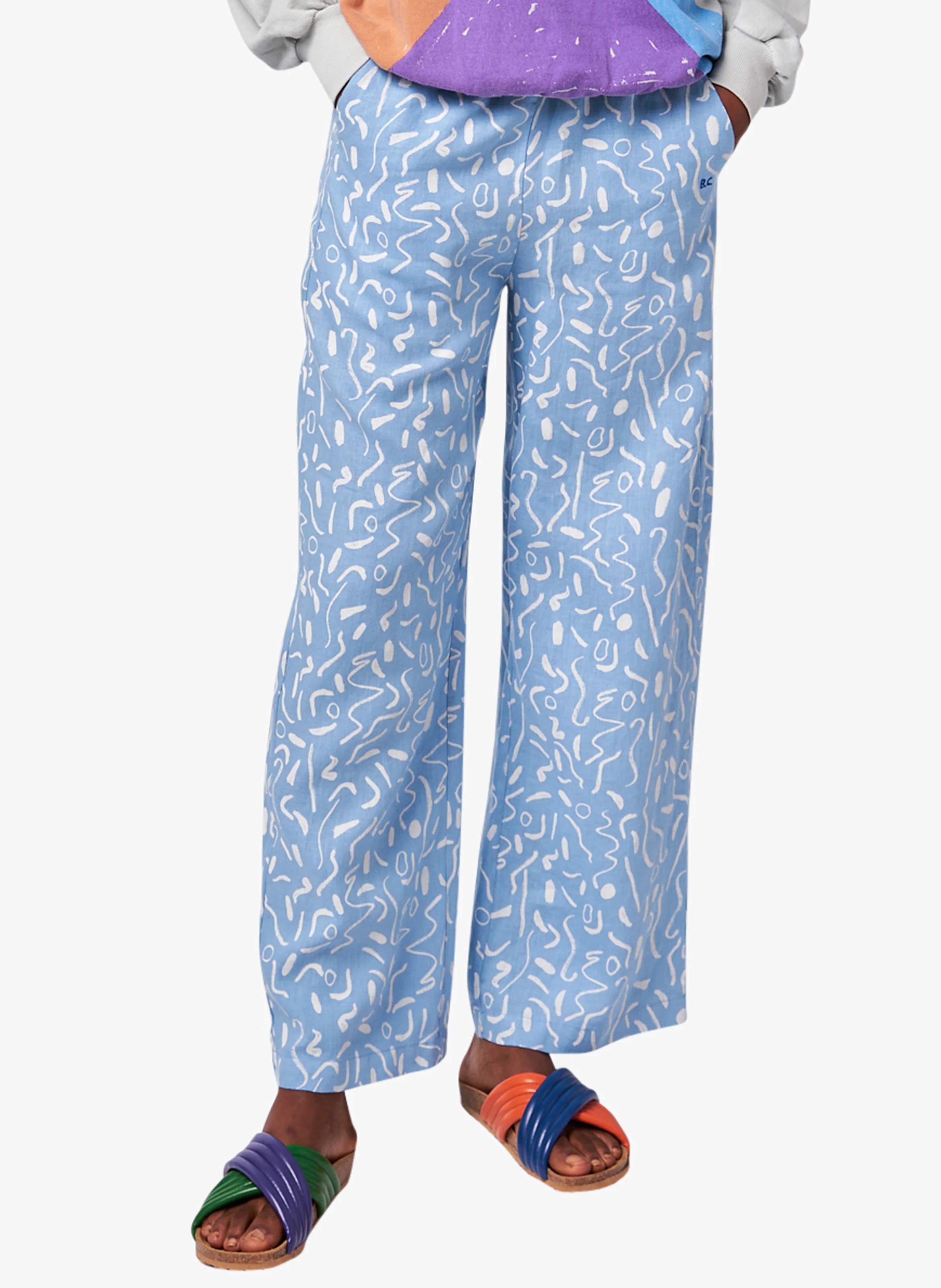 Pantalon droit imprimé | Bleu