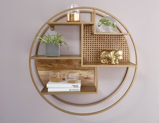 Wandregal 62 cm Goldfarbig/Mango massiv