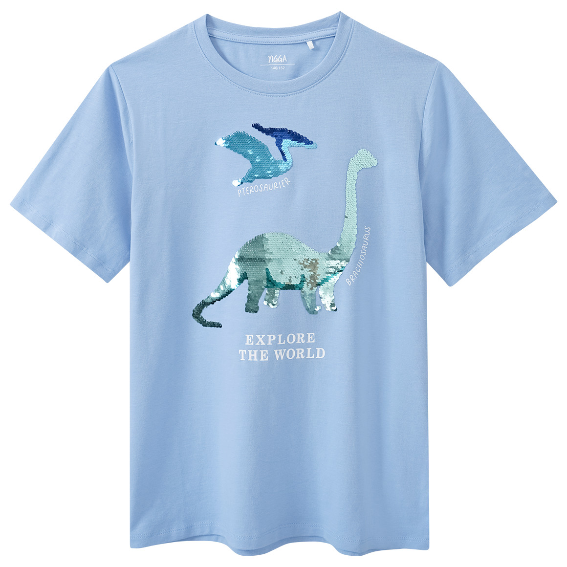 Yigga Jungen T-Shirt mit Wendepailletten hellblau