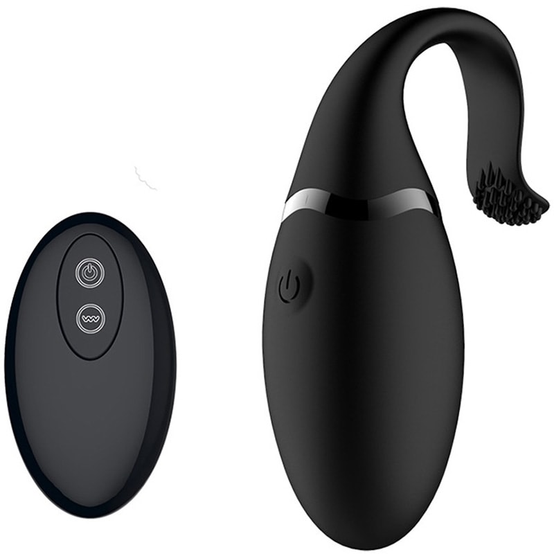 Œuf vibrant avec stimulateur de clitoris - 10 modes - Noir - 14,5 cm