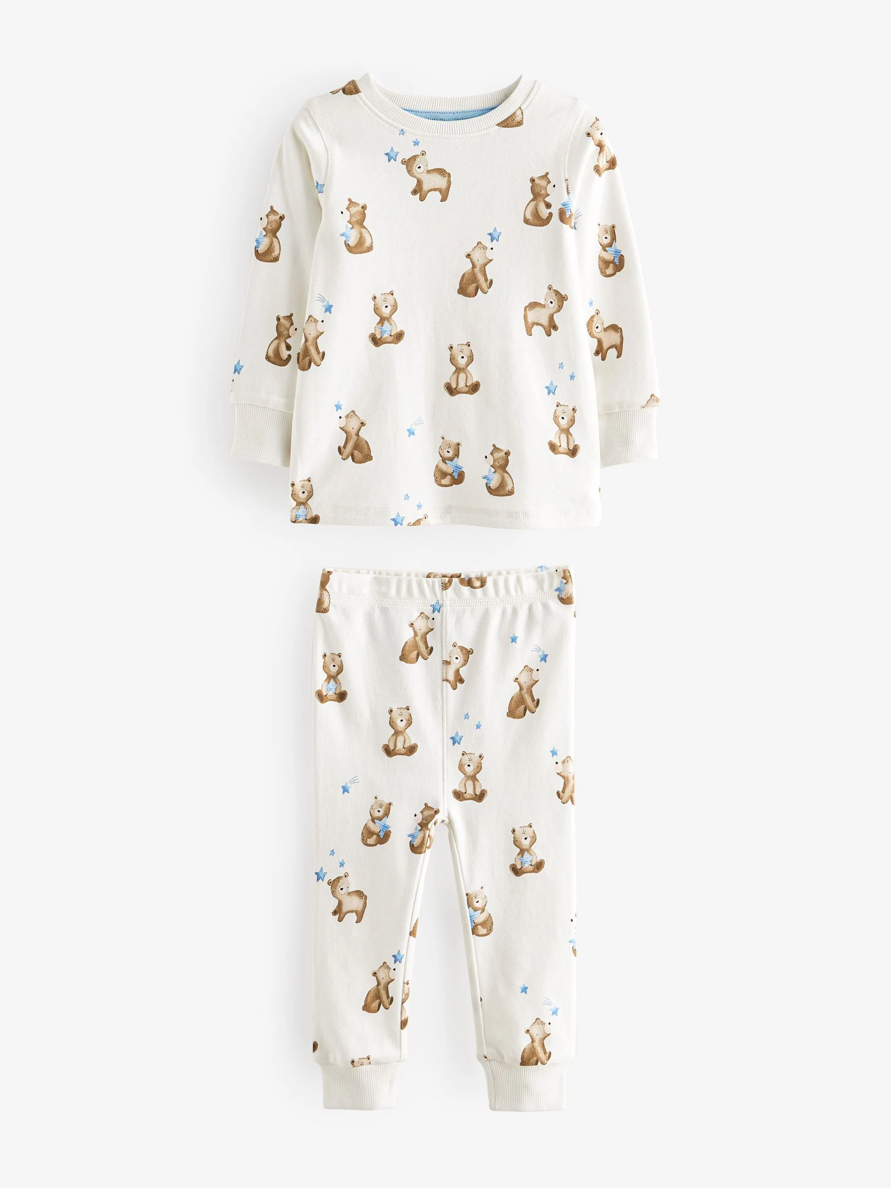 Lichtblauw met beer - Verpakking van 3 knusse pyjama's (9mnd-6jr)
