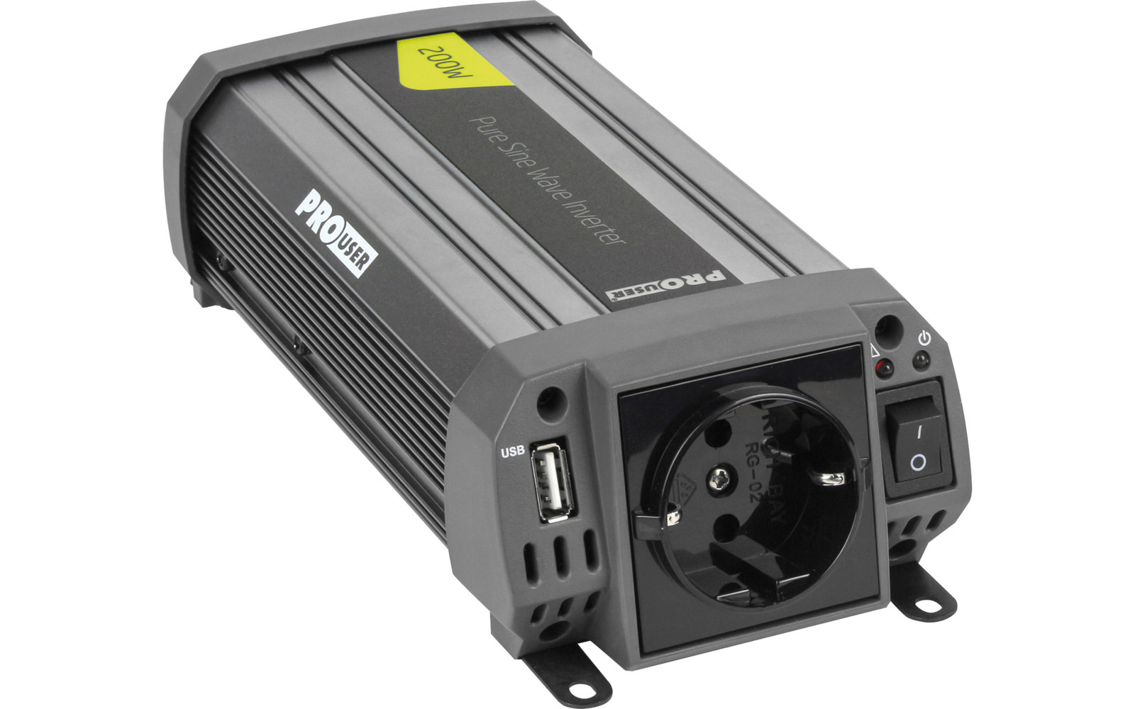ProUser Wechselrichter Reine Sinuswelle mit USB Lader 12 V auf 230 V  20 A 200 W