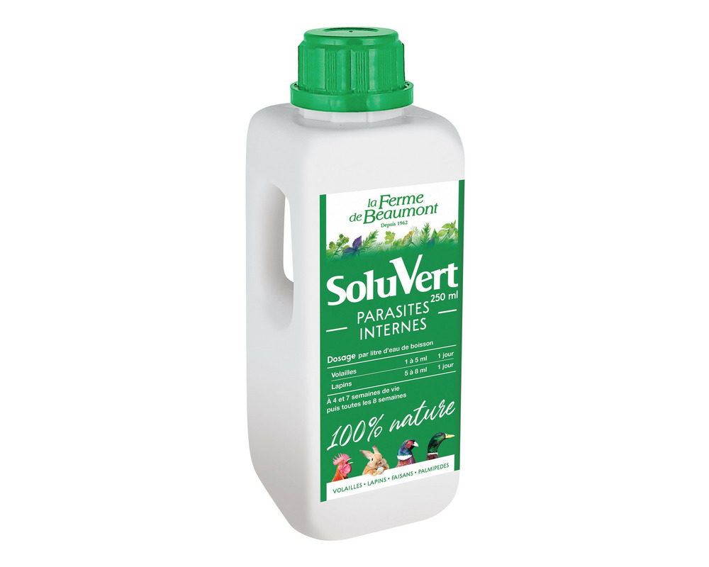 Soluvert 250 ml • purge naturelle liquide pour poules, canards, lapins • soin naturel contre parasites internes