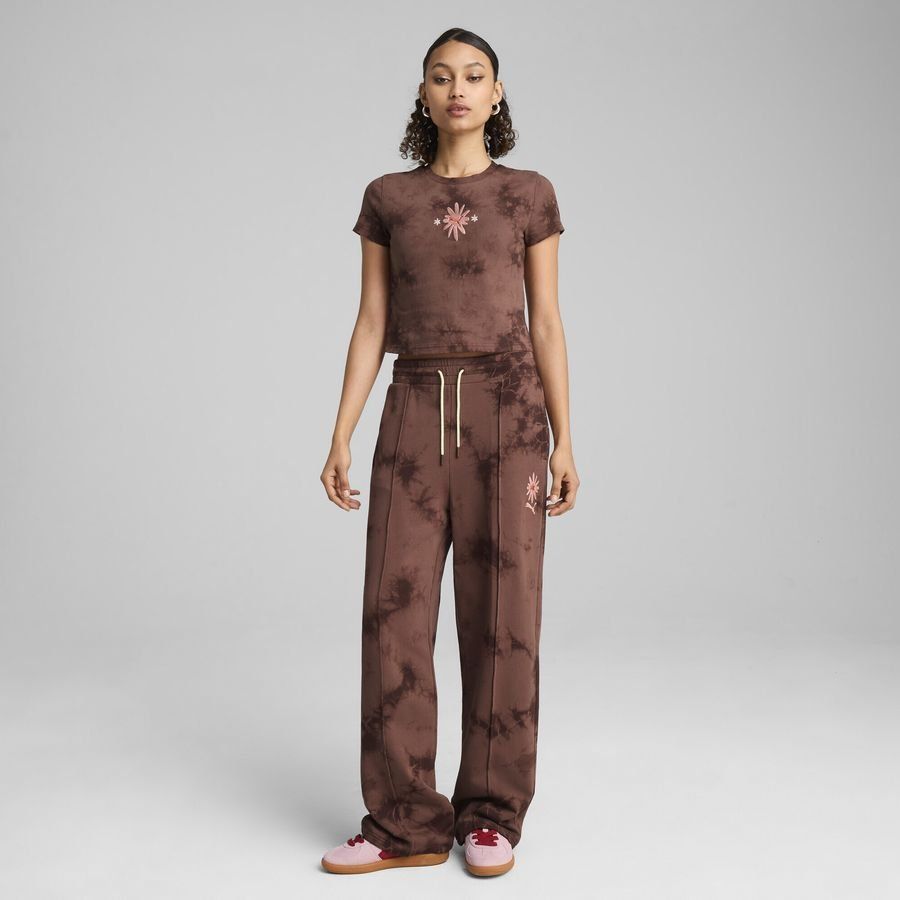 Puma WARDROBE ESS FLORAL PACK Kurzes figurbetontes T-Shirt mit Waschung und Grafik