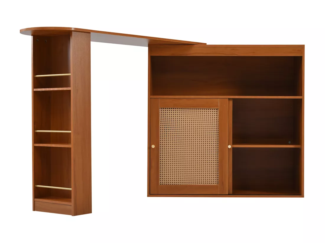 Buffet、Meuble de bar pivotant et escamotable - avec étagères réglables - charme vintage - Marron