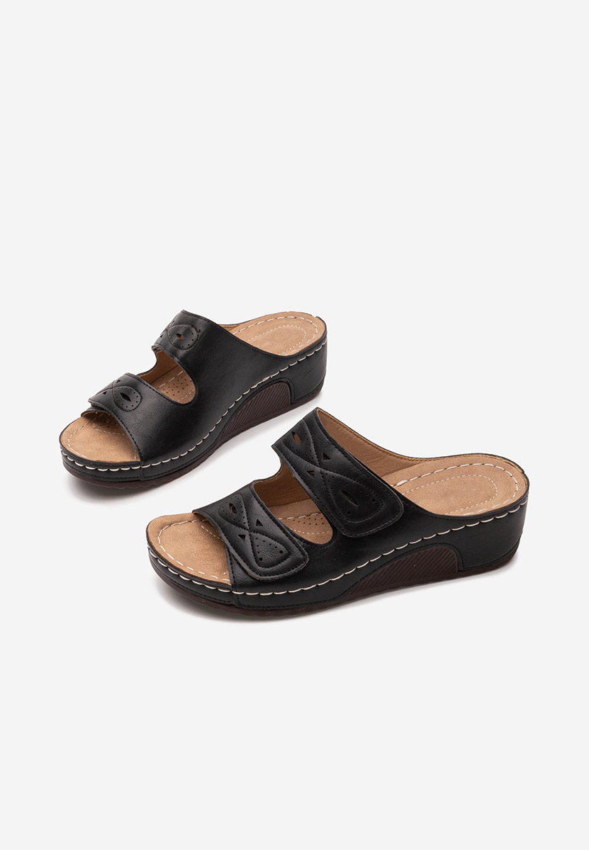 Mules compensées noirs Elenea