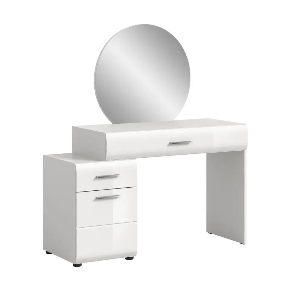 Hioshop Ice kaptafel inclusief spiegel 1 deur- 2 lades wit hoogglans- wit