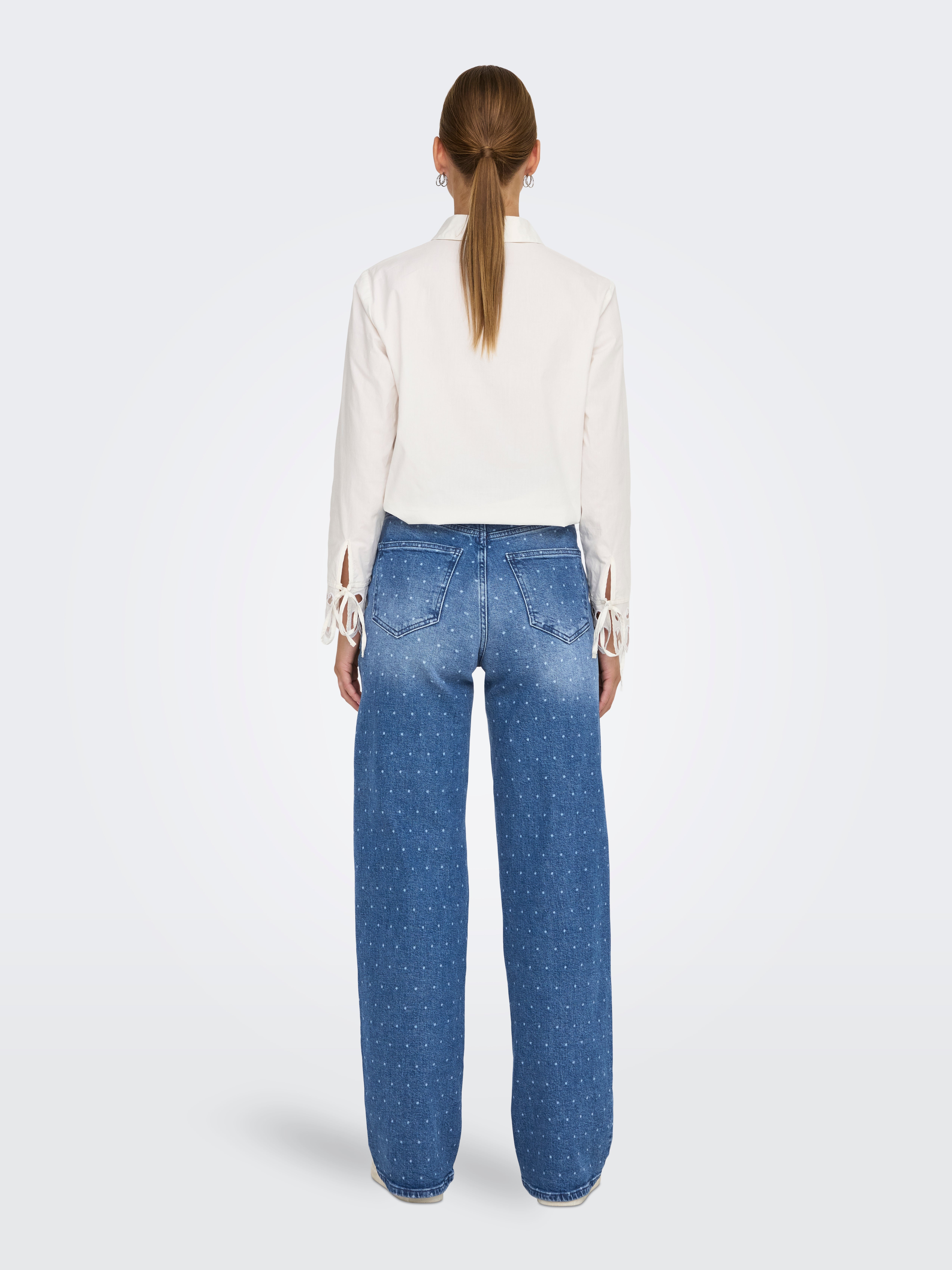 ONLJUICY Hohe Taille Weiter Beinschnitt Jeans Medium Blue Denim