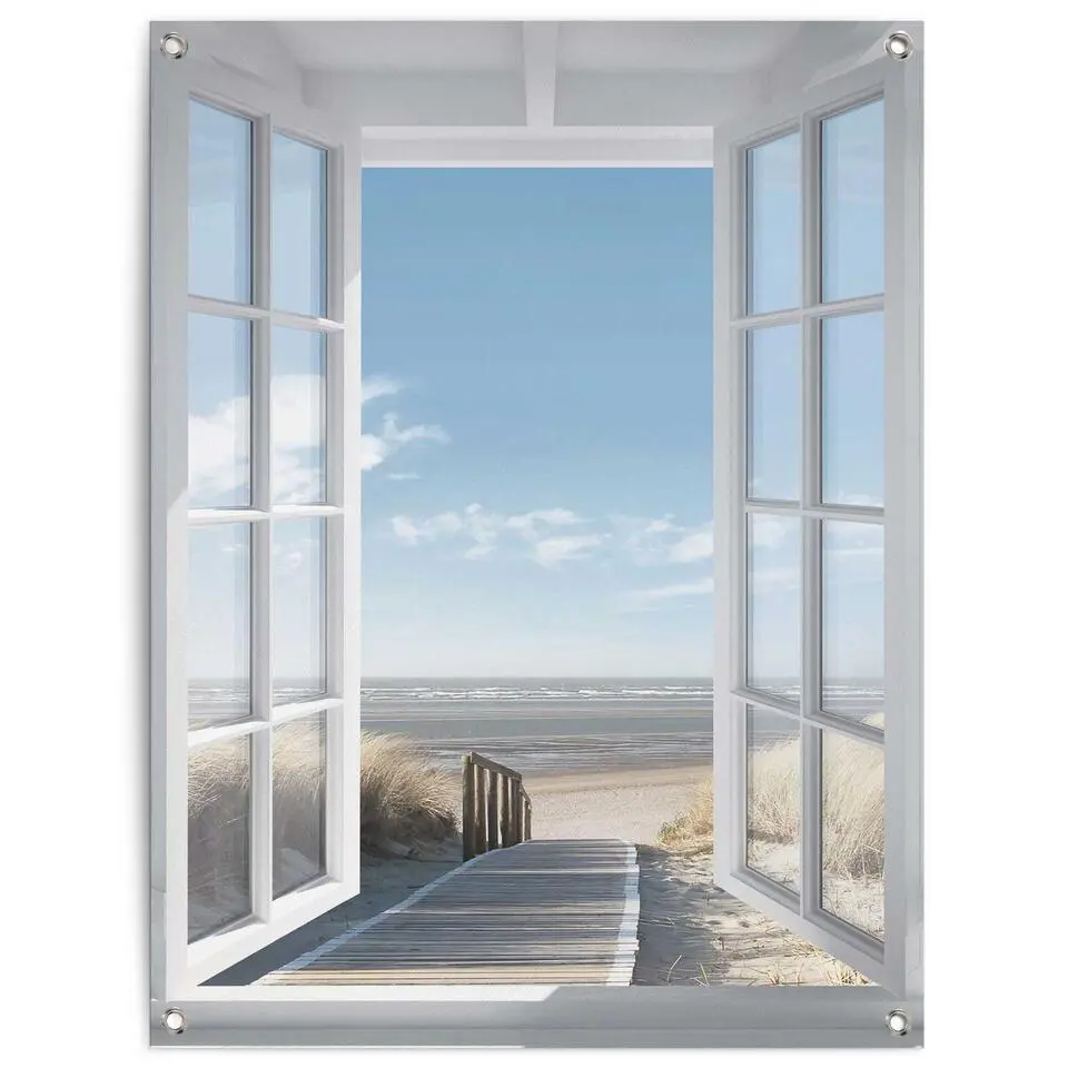 Tuinposter Noordzee uitzicht - 80x60cm - Blauw