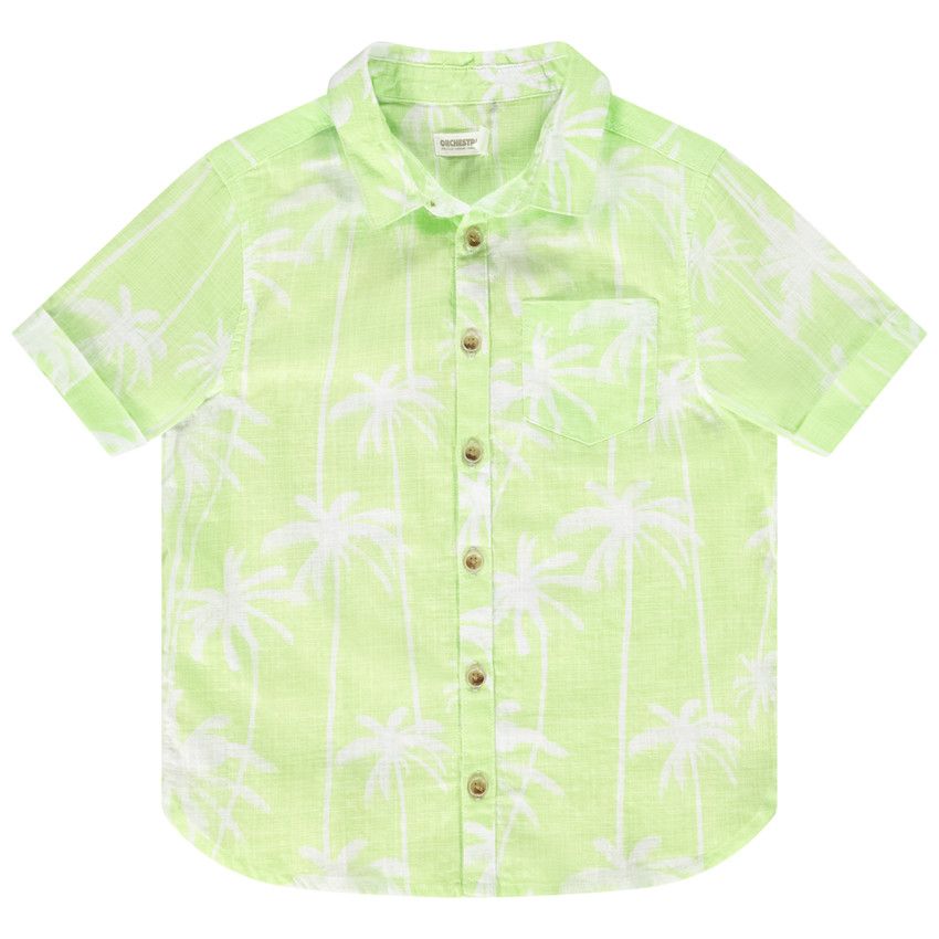 Chemise manches courtes imprimé palmiers pour garçon - Vert