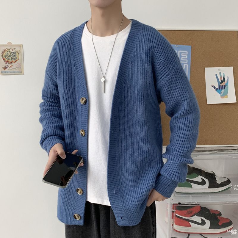 Andrei - Effen gebreide cardigan met lange mouwen