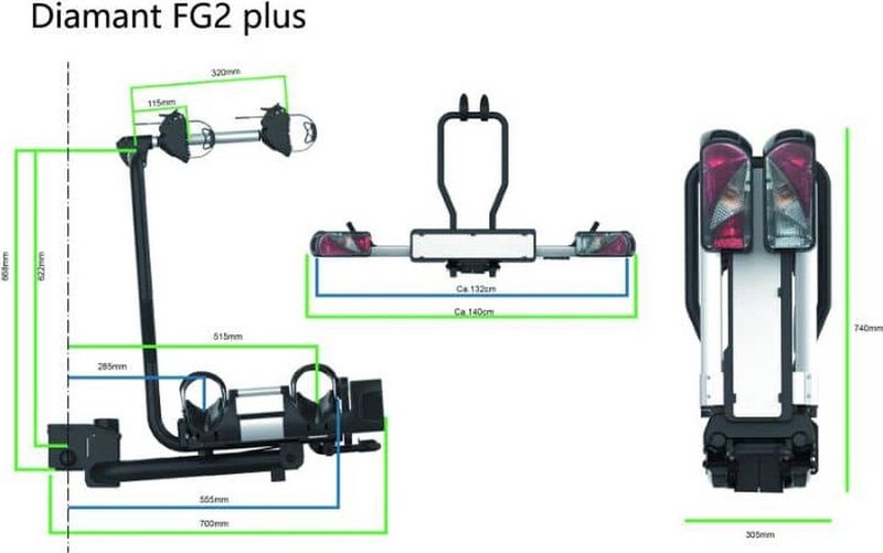 Pro User - Diamant FG2 Plus - Fietsendrager - Geschikt Voor 2 Fietsen - Draagvermogen 60 kg