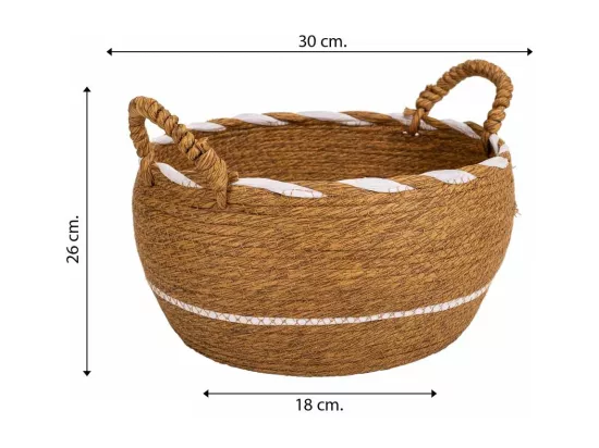 Panier en fibre naturelle tissé à la main marron 30x18x26h