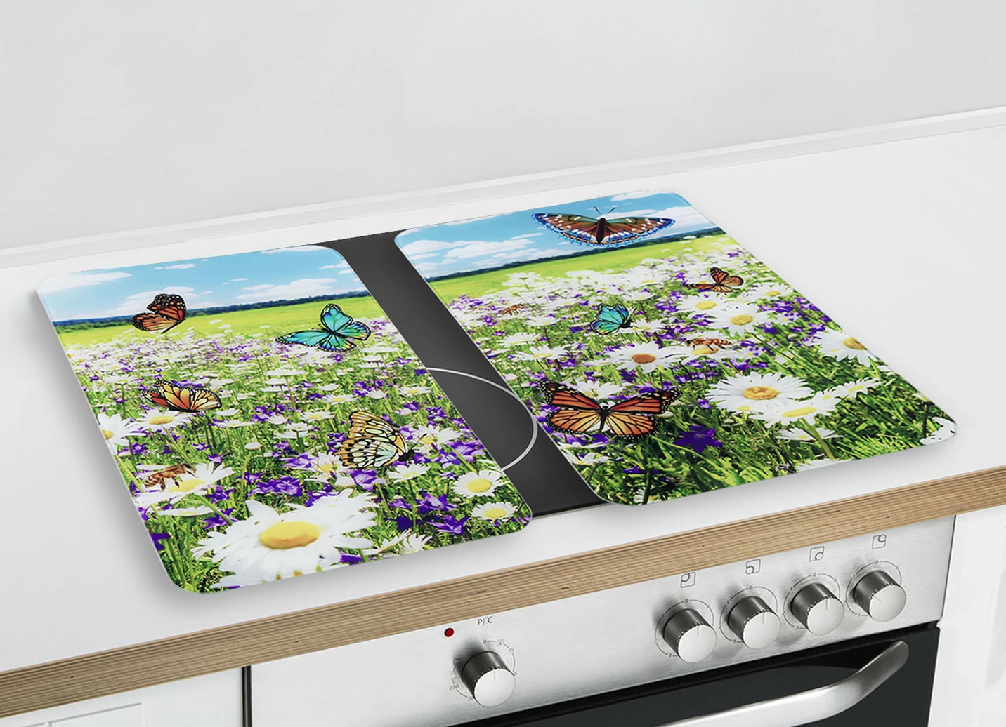 Herdabdeckplatten mit Sommerwiesen-Motiv