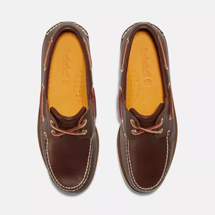 Chaussure bateau classique 2 œillets pour homme en marron