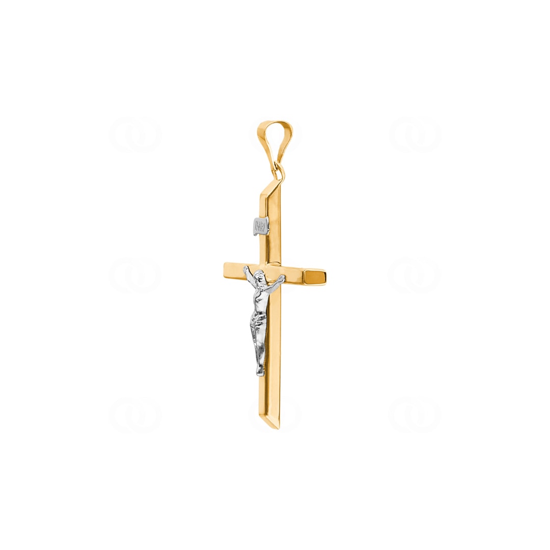 Anhänger 750/18 K Gelbgold Kreuz mit Jesus 38 x 27mm