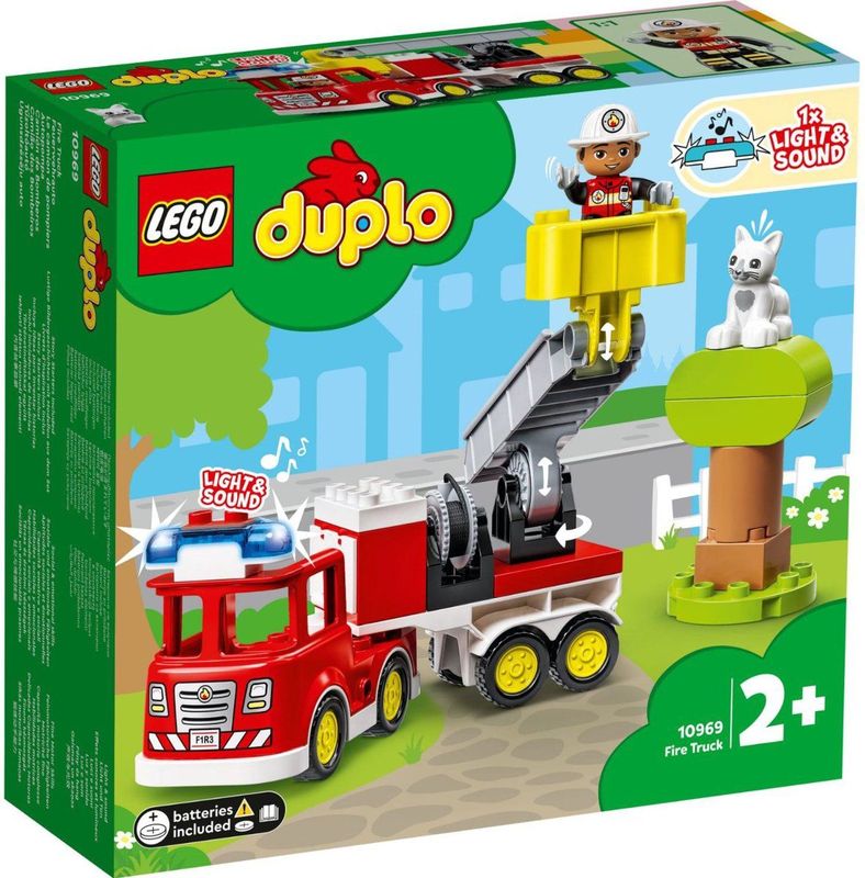 LEGO DUPLO Brandweerauto - Educatief Speelgoed - Inclusief Brandweermanfiguur, Kat en Boom