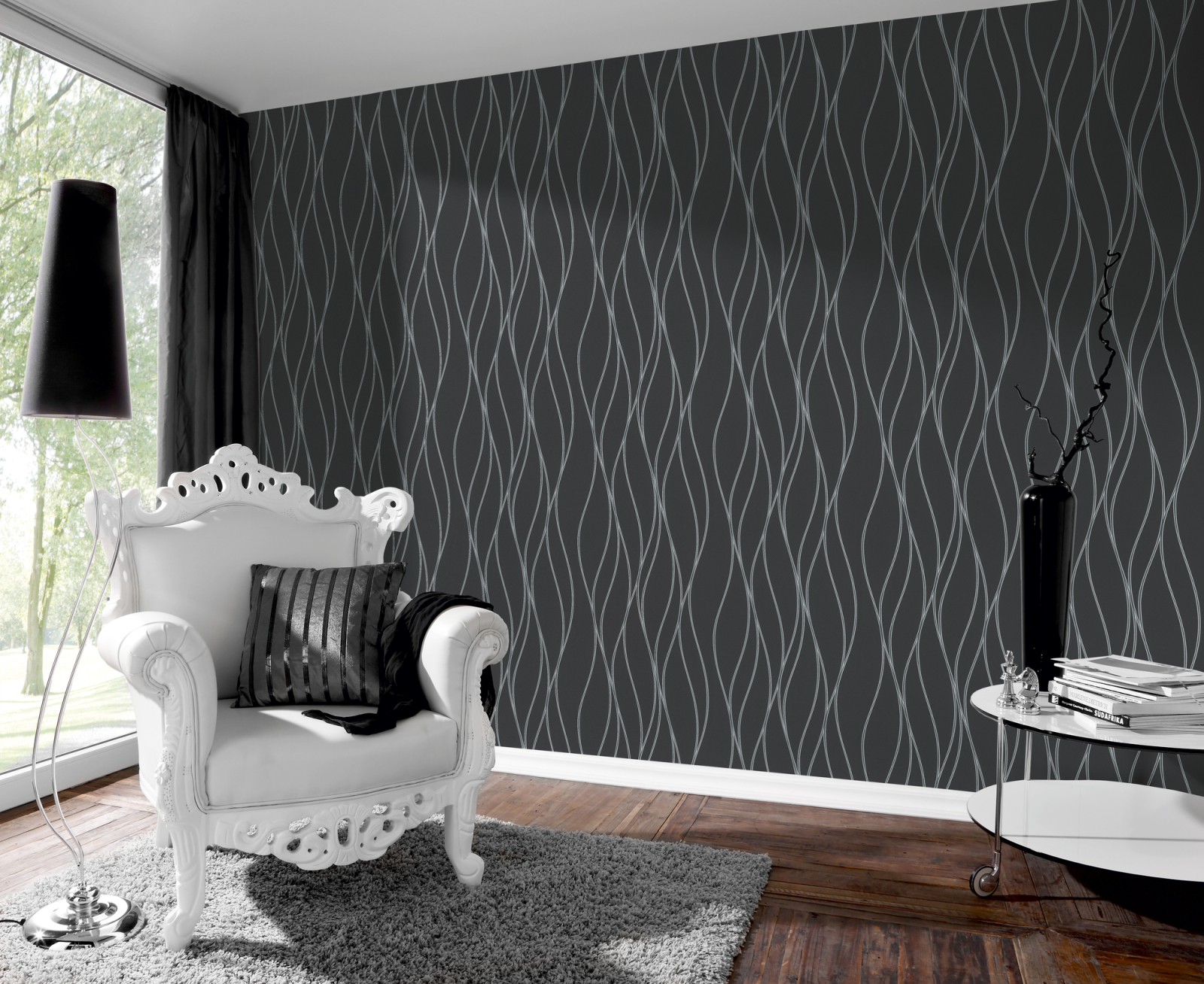 Vliestapete TRENDWALL - schwarz-silber - 10 Meter