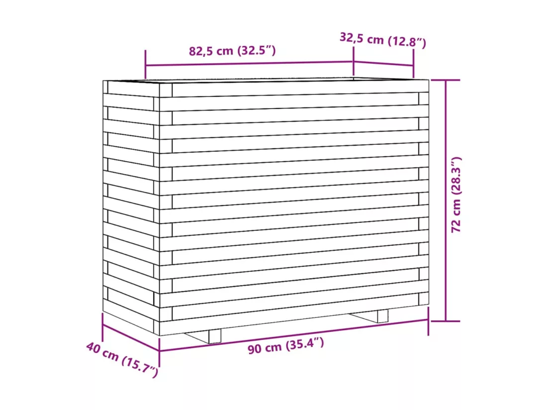 Jardinière bac lit surélevé bois marron 90 x 40 x 72 cm 02_0038514