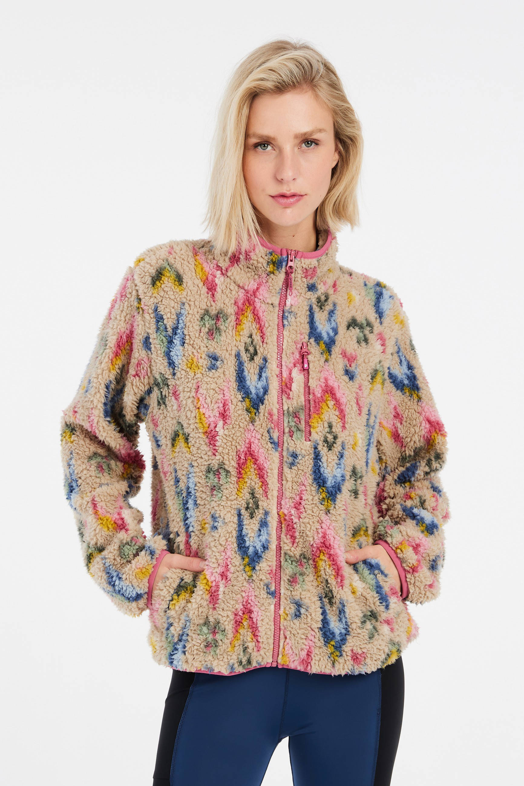 Protest teddy fleece vest beige/multi