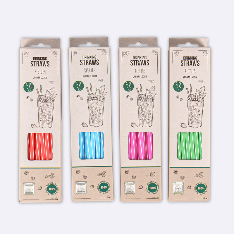 Lot de 50 pailles en plastique réutilisable