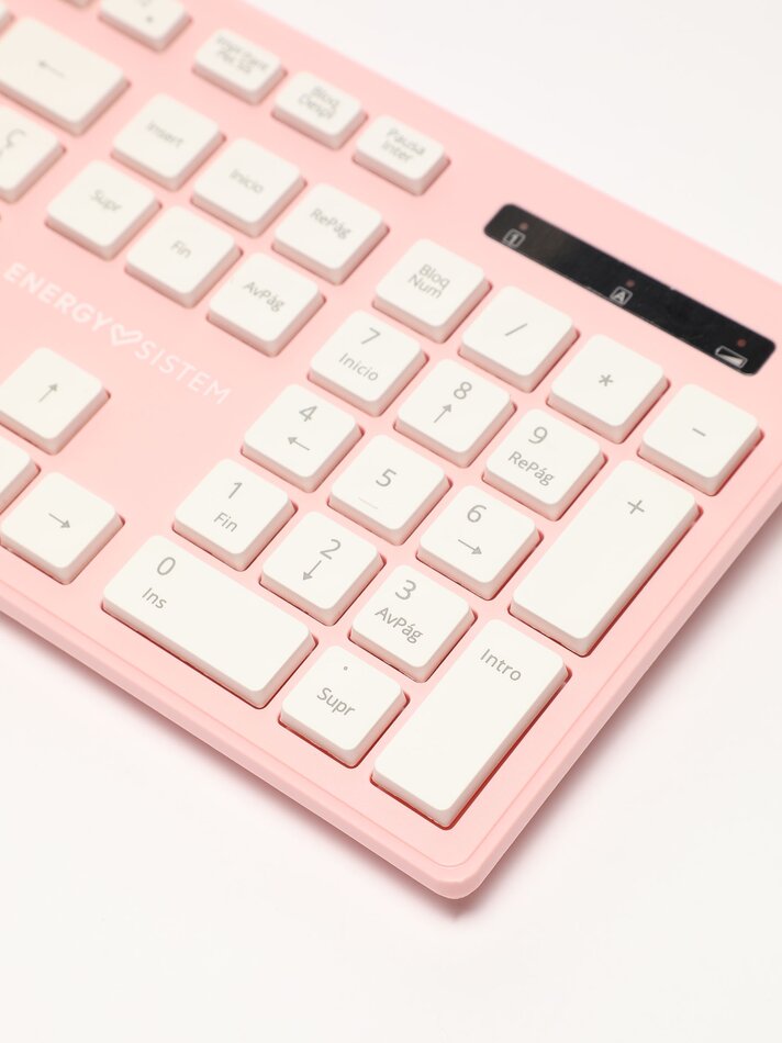 Conjunto de teclado e mouse sem fio - Rosa Claro