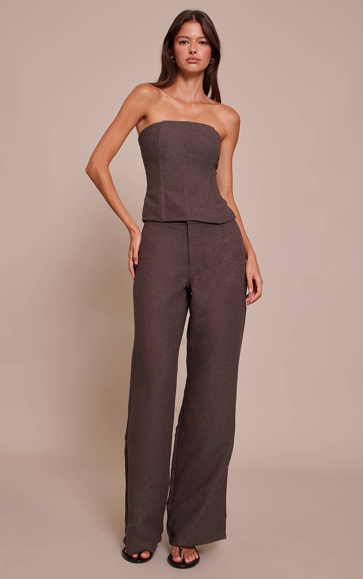 Marron Foncé Corset À Baleines En Bouclé